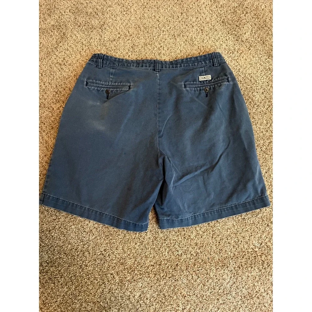 VTG 90s Polo Ralph Lauren Men's Pleated Chino Shorts 34 Blue 8
